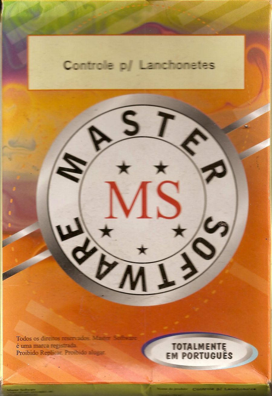 Caixa do software Controle p/ Lanchonetes, da Master Software